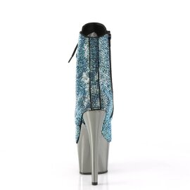 Pleaser ADORE-1020CHRS Plateau Ankle Boots Rhinestones Chrome Turquoise EU-35 / US-5