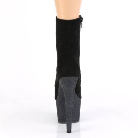 Pleaser ADORE-1020FSMG Plateau Ankle Boots Faux Suede Glitter Black EU-37 / US-7