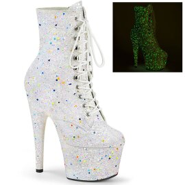Pleaser ADORE-1020GDLG Plateau Ankle Boots Glitter White...