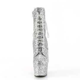 Pleaser ADORE-1020GWR Plateau Ankle Boots Glitter Silver...