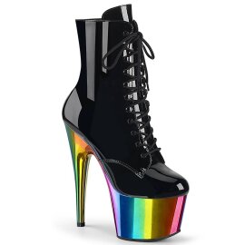 Pleaser ADORE-1020RC Plateau Ankle Boots Patent Chrome...