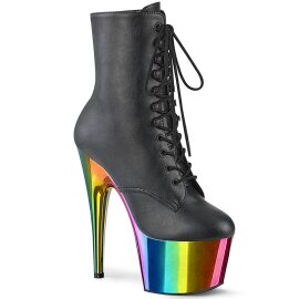 Pleaser ADORE-1020RC Plateau Ankle Boots Faux Leather Chrome Black Colorful EU-36 / US-6