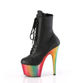 Pleaser ADORE-1020RC Plateau Ankle Boots Faux Leather Chrome Black Colorful EU-36 / US-6