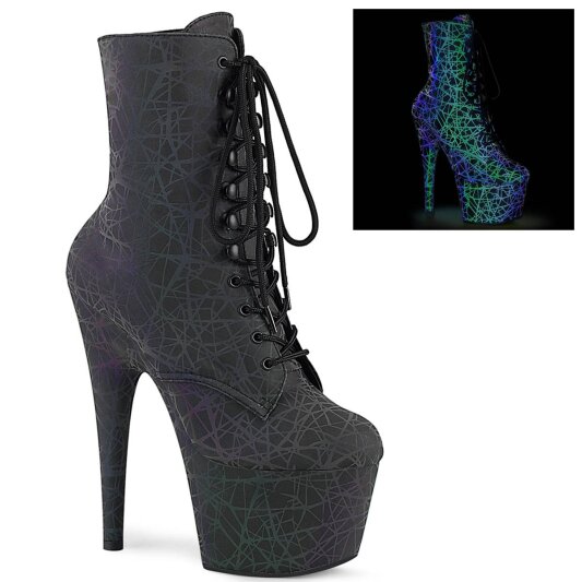 Pleaser ADORE-1020REFL Plateau Ankle Boots Reflection Black EU-35 / US-5