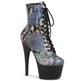 Pleaser ADORE-1020SP Plateau Ankle Boots Holo Snake Silver Colorful EU-38 / US-8