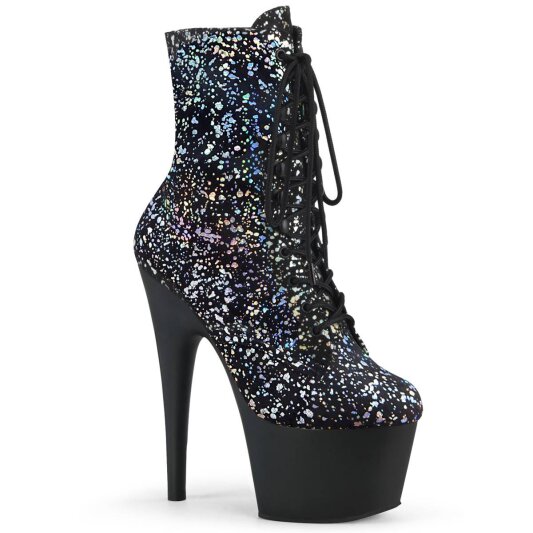 Pleaser ADORE-1020SPLAT Plateau Ankle Boots Holo Velvet Colorful EU-36 / US-6