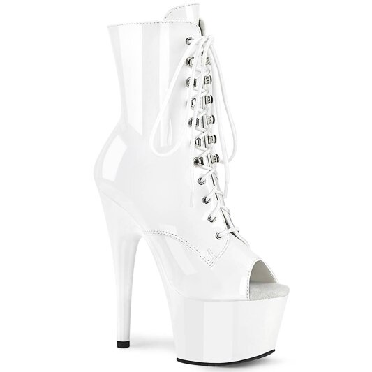 Pleaser ADORE-1021 Plateau Ankle Boots Patent White EU-37 / US-7