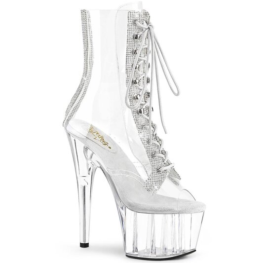 Pleaser ADORE-1021C-2 Plateau Ankle Boots Rhinestones Transparent EU-39 / US-9