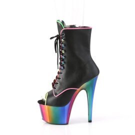 Pleaser ADORE-1021RC-02 Plateau Ankle Boots Faux Leather Chrome Black Colorful EU-36 / US-6