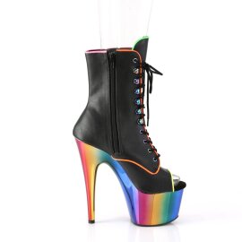 Pleaser ADORE-1021RC-02 Plateau Ankle Boots Faux Leather Chrome Black Colorful EU-36 / US-6