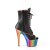 Pleaser ADORE-1021RC-02 Plateau Ankle Boots Faux Leather Chrome Black Colorful EU-36 / US-6