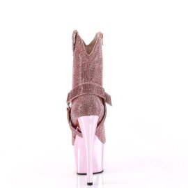 Pleaser ADORE-1029CHRS Plateau Ankle Boots Rhinestones Chrome Light Pink EU-39 / US-9
