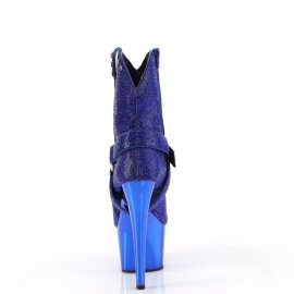 Pleaser ADORE-1029CHRS Plateau Ankle Boots Rhinestones Chrome Blue EU-40 / US-10