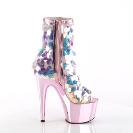 Pleaser ADORE-1031SSQ Plateau Ankle Boots Sequins Chrome Light Pink EU-41 / US-11