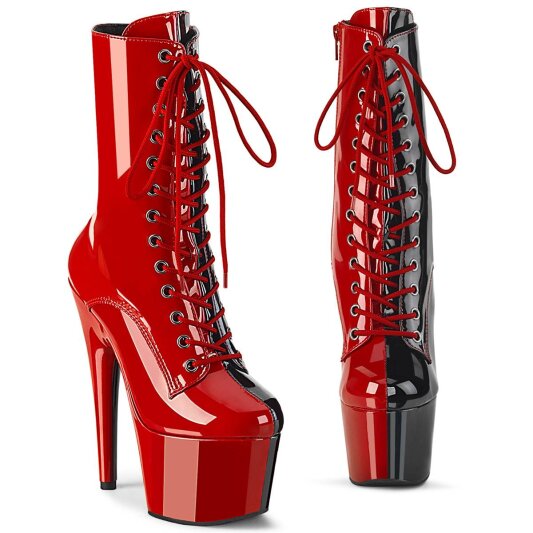 Pleaser ADORE-1040TT Plateau Ankle Boots Patent Black Red EU-35 / US-5