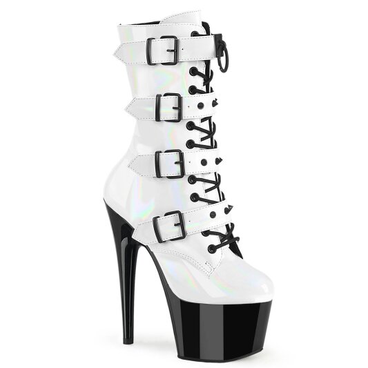 Pleaser ADORE-1046TT Plateau Ankle Boots Patent White EU-36 / US-6