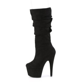 Pleaser ADORE-1061 Platform Knee-High Boots Faux Suede Black EU-36 / US-6