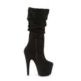 Pleaser ADORE-1061 Platform Knee-High Boots Faux Suede Black EU-36 / US-6
