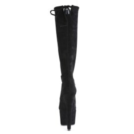 Pleaser ADORE-2008 Platform Knee-High Boots Faux Suede Black EU-39 / US-9