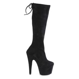 Pleaser ADORE-2008 Platform Knee-High Boots Faux Suede Black EU-39 / US-9