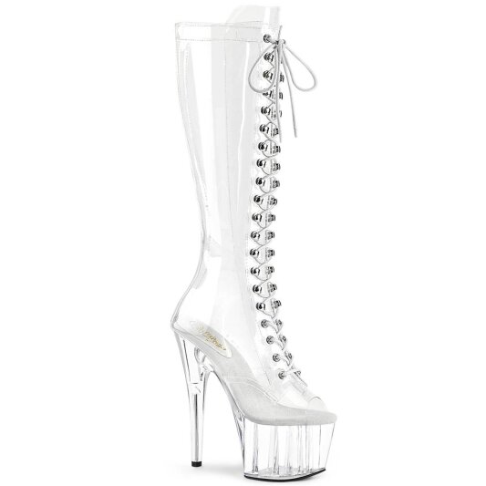 Pleaser ADORE-2021C Platform Knee-High Boots Transparent EU-36 / US-6