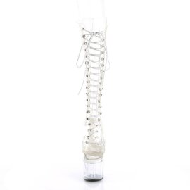 Pleaser ADORE-2021C Platform Knee-High Boots Transparent EU-36 / US-6