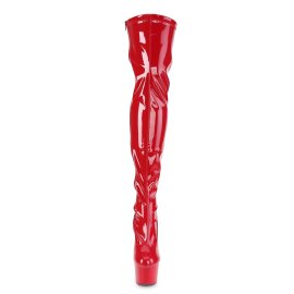Pleaser ADORE-3000 Plateau Overknee Boots Patent Red...