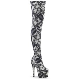 Pleaser ADORE-3000DP Plateau Overknee Boots Black White...
