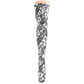 Pleaser ADORE-3000DP Plateau Overknee Boots Black White...