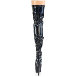 Pleaser ADORE-3000HWR Plateau Overknee Boots Holo Black EU-42 / US-12