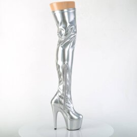 Pleaser ADORE-3000HWR Plateau Overknee Boots Holo Silver EU-39 / US-9