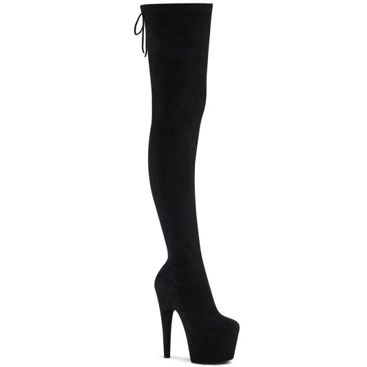 Pleaser ADORE-3008 Plateau Overknee Boots Faux Suede Black EU-35 / US-5