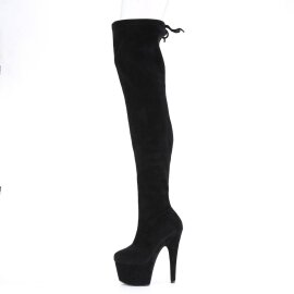 Pleaser ADORE-3008 Plateau Overknee Boots Faux Suede Black EU-35 / US-5