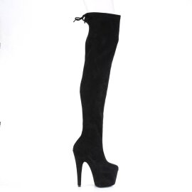Pleaser ADORE-3008 Plateau Overknee Boots Faux Suede Black EU-35 / US-5