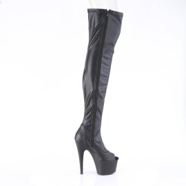 Pleaser ADORE-3011 Plateau Overknee Boots Faux Leather Black EU-41 / US-11