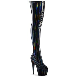 Pleaser ADORE-3011HWR Plateau Overknee Boots Holo Black...