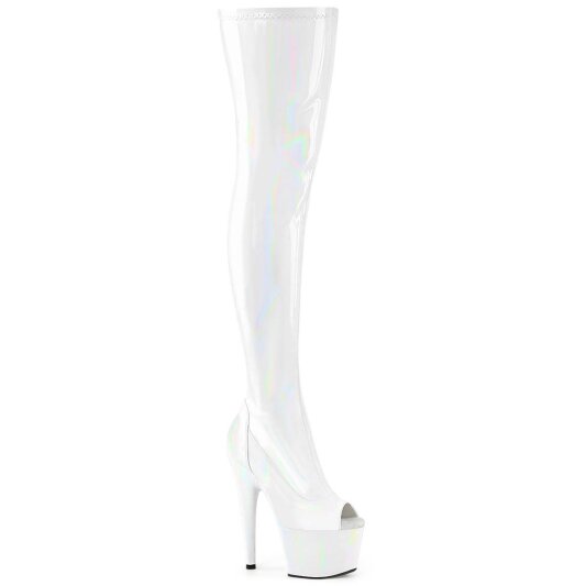 Pleaser ADORE-3011HWR Plateau Overknee Boots Holo White EU-41 / US-11