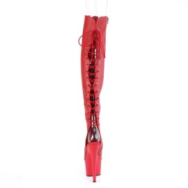 Pleaser ADORE-3019 Plateau Overknee Boots Faux Leather Red EU-38 / US-8