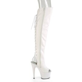 Pleaser ADORE-3019 Plateau Overknee Boots Faux Leather White EU-40 / US-10