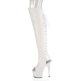 Pleaser ADORE-3019 Plateau Overknee Boots Faux Leather White EU-41 / US-11