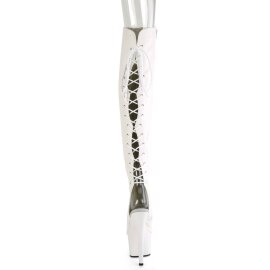 Pleaser ADORE-3019 Plateau Overknee Boots Faux Leather White EU-38 / US-8