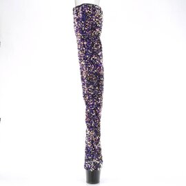 Pleaser ADORE-3020 Plateau Overknee Boots Sequins Purple...