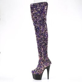 Pleaser ADORE-3020 Plateau Overknee Boots Sequins Purple EU-36 / US-6