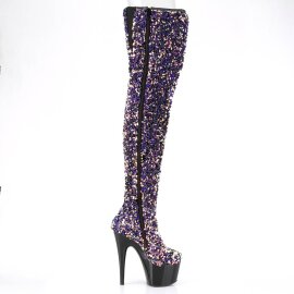 Pleaser ADORE-3020 Plateau Overknee Boots Sequins Purple EU-36 / US-6
