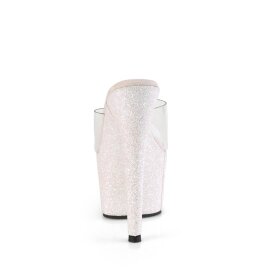 Pleaser ADORE-701HMG Plateau Mules Glitter Transparent Light Pink EU-35 / US-5