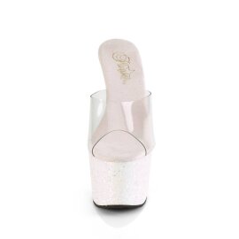 Pleaser ADORE-701LG Plateau Mules Glitter Transparent...