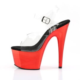 Pleaser ADORE-708 Plateau Sandalettes Chrome Transparent Red EU-38 / US-8