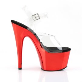 Pleaser ADORE-708 Plateau Sandalettes Chrome Transparent Red EU-38 / US-8