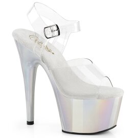 Pleaser ADORE-708LQ Plateau Sandalettes Holo Transparent Silver EU-37 / US-7
