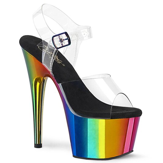 Pleaser ADORE-708RC Plateau Sandalettes Chrome Transparent Colorful EU-42 / US-12